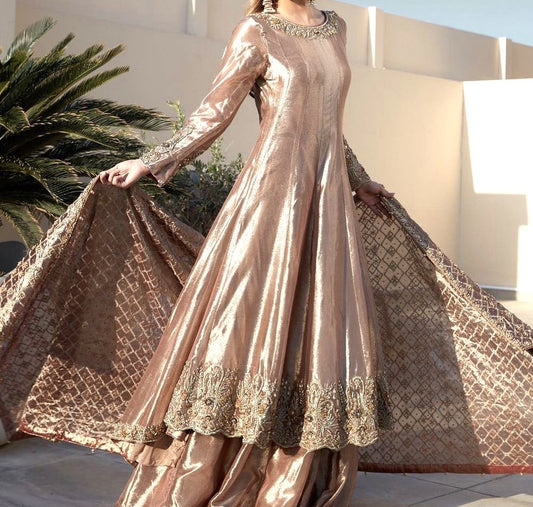 Anarkali golden frock