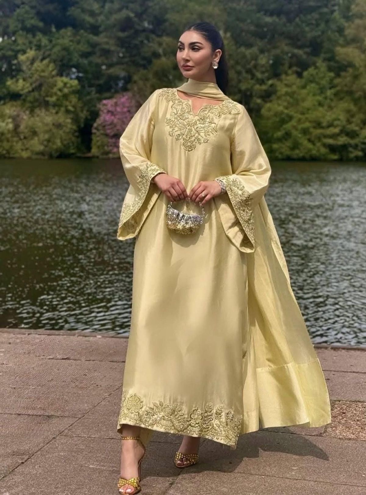 Butter yellow long kaftan