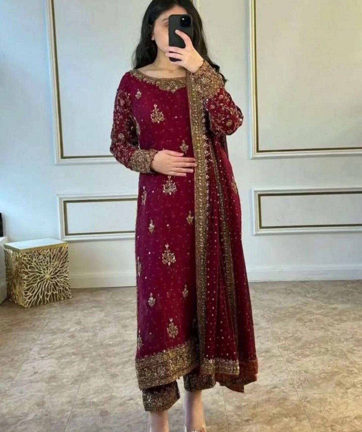 Maroon Pakistani suit