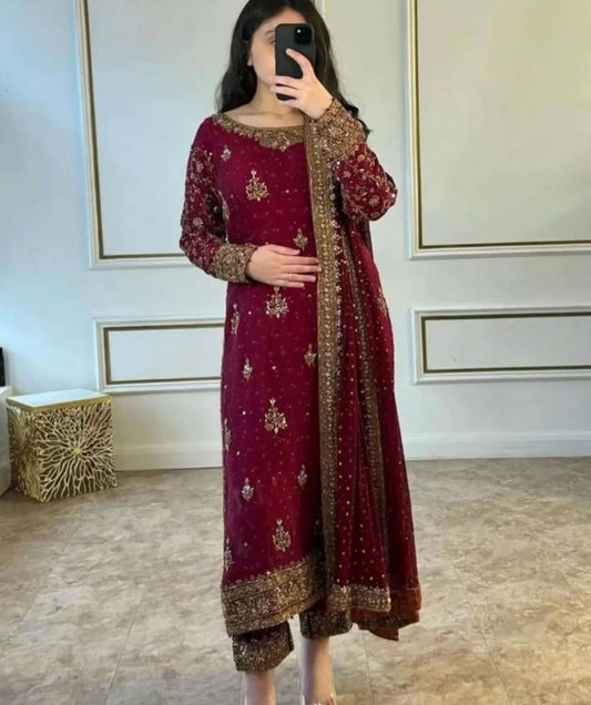 Maroon Pakistani suit