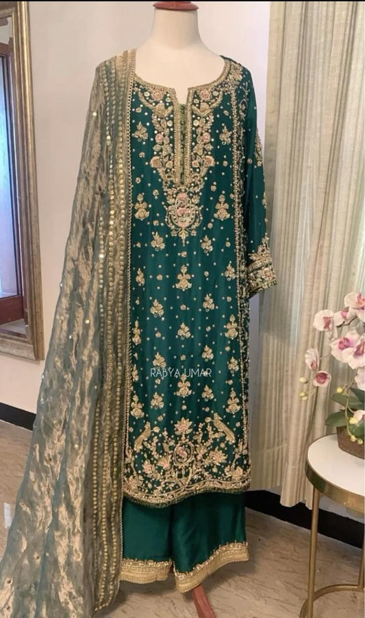 Green Embroidery Suit