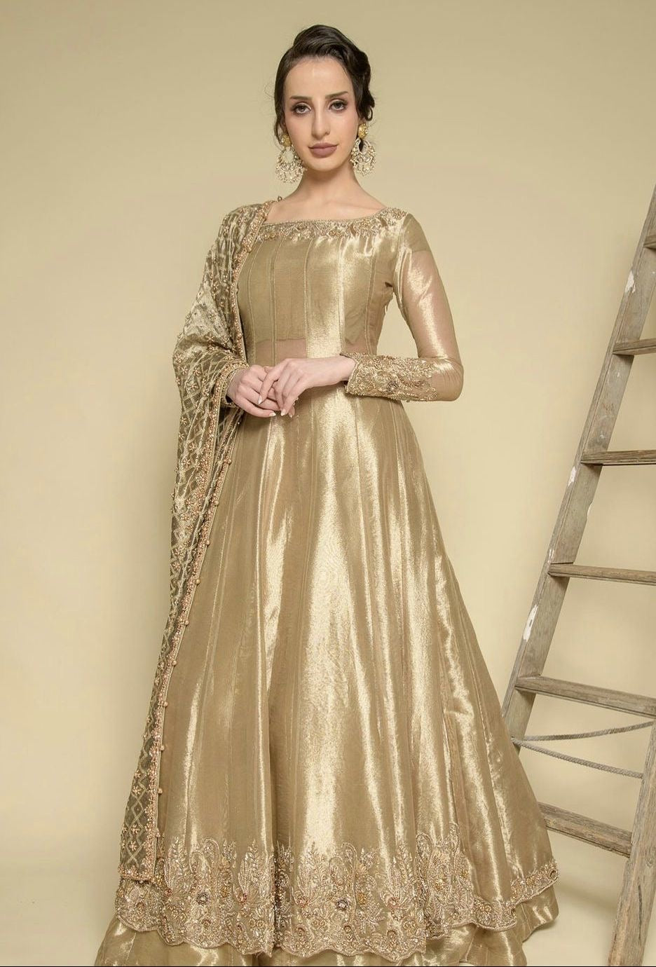 Anarkali golden frock