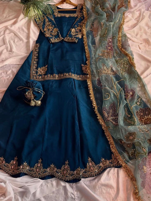 Blue Embroidered Dress