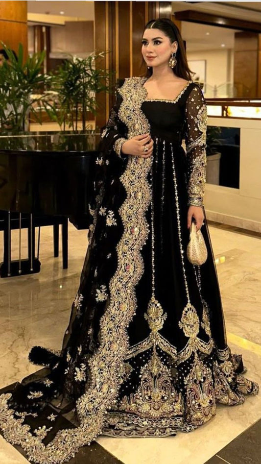 Elegant Black Embroidered Dress