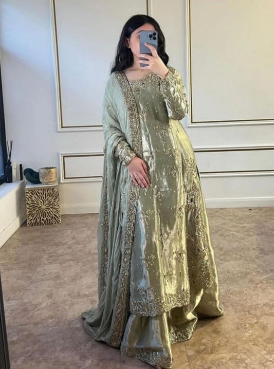 Olive Green Party Wear Dress